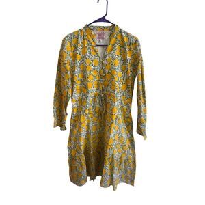 Mod's Mahal NWOT Lemon Dress 100% Cotton Yellow White Citrus Floral Sz S